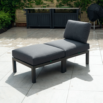 Bella Aluminium Wood Lounging Footstool & Middle Unit in Graphite Grey