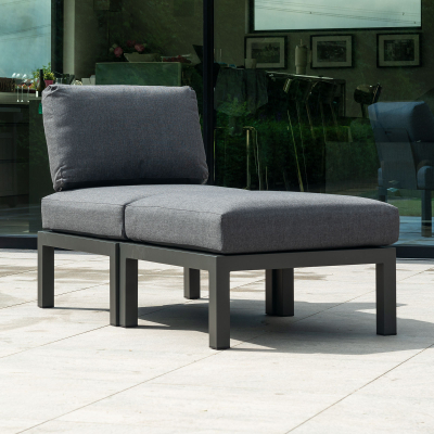 Bella Aluminium Wood Lounging Footstool & Middle Unit in Graphite Grey