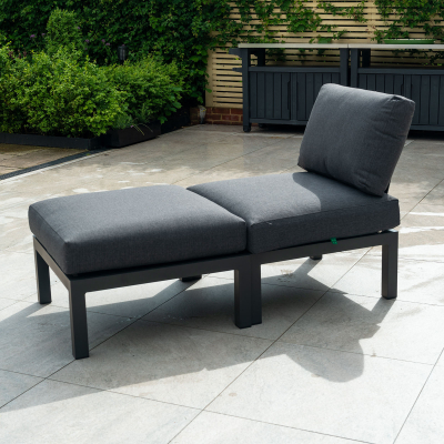 Bella Aluminium Wood Lounging Footstool & Middle Unit in Graphite Grey