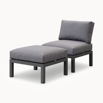 Bella Aluminium Wood Lounging Footstool & Middle Unit in Graphite Grey