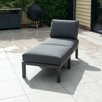 Bella Aluminium Wood Lounging Footstool & Middle Unit in Graphite Grey