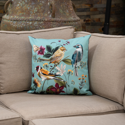 Water Resistant Outdoor Scatter Cushion in Midnight Birds