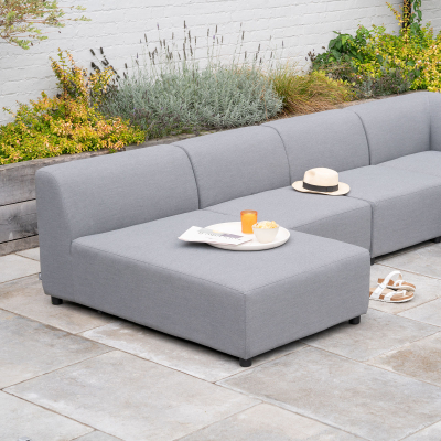 Casey All Weather Fabric Aluminium Large Corner Sofa Lounging Set in Ash Grey