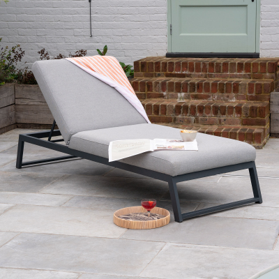 Dani All Weather Fabric Aluminium Sun Lounger in Ash Grey