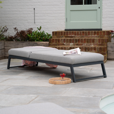 Dani All Weather Fabric Aluminium Sun Lounger in Ash Grey