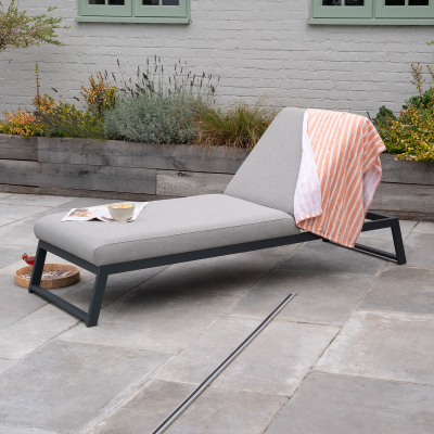 Dani All Weather Fabric Aluminium Sun Lounger in Ash Grey