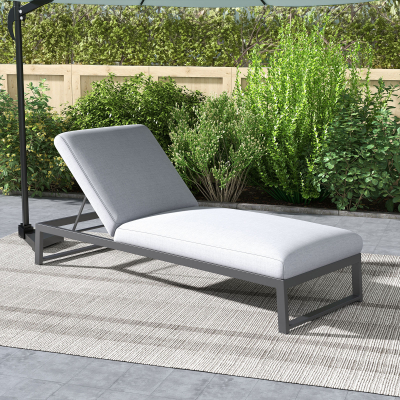 Dani All Weather Fabric Aluminium Sun Lounger in Ash Grey