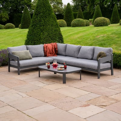 Millie Aluminium Large Corner Sofa Lounging Set in Graphite Grey