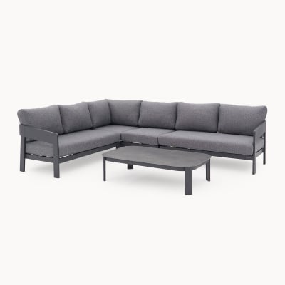 Millie Aluminium Large Corner Sofa Lounging Set in Graphite Grey