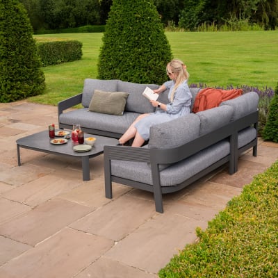 Millie Aluminium Large Corner Sofa Lounging Set in Graphite Grey