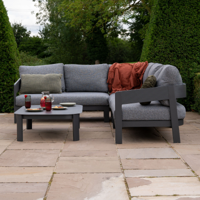 Millie Aluminium Large Corner Sofa Lounging Set in Graphite Grey