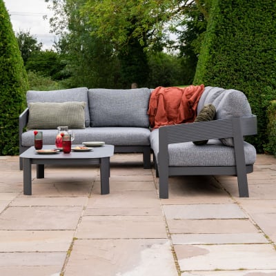 Millie Aluminium Large Corner Sofa Lounging Set in Graphite Grey