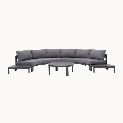 Millie Aluminium Curved Sofa Lounging Set in Graphite Grey