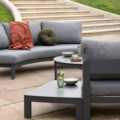 Millie Aluminium Curved Sofa Lounging Set in Graphite Grey