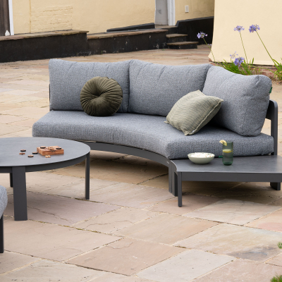 Millie Aluminium Curved Sofa Lounging Set in Graphite Grey