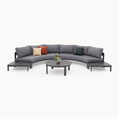 Millie Aluminium Curved Sofa Lounging Set in Graphite Grey