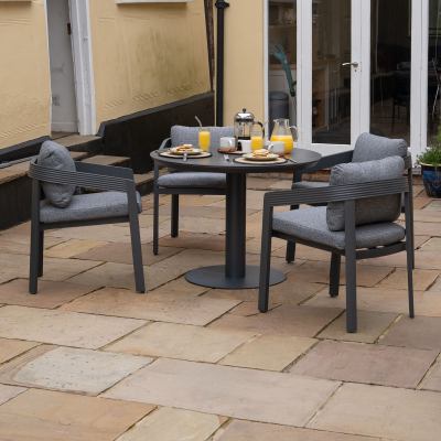 Millie 4 Seat Round Aluminium Dining Set in Graphite Grey