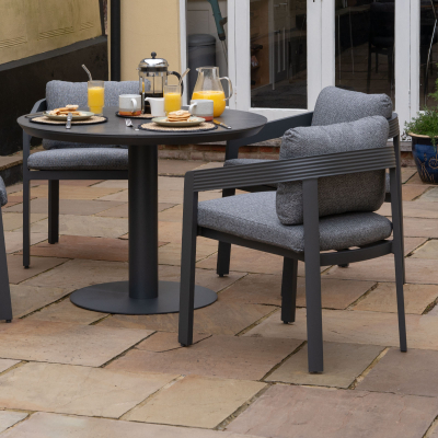 Millie 4 Seat Round Aluminium Dining Set in Graphite Grey