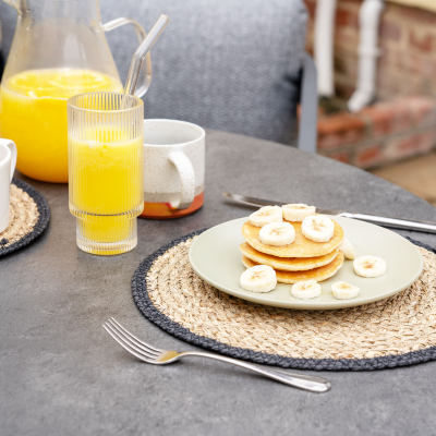 Millie 4 Seat Round Aluminium Dining Set in Graphite Grey