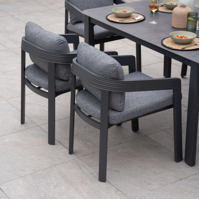 Millie 6 Seat Rectangular Aluminium Dining Set in Graphite Grey