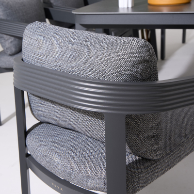 Millie 8 Seat Rectangular Aluminium Dining Set in Graphite Grey