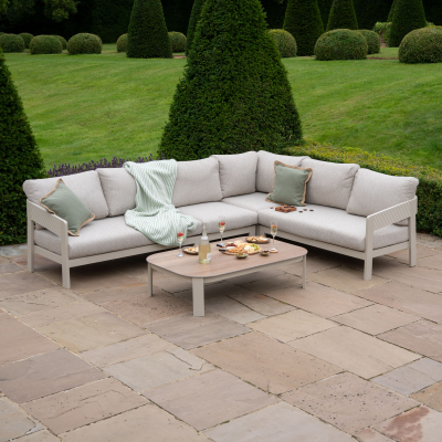 Millie Aluminium Large Corner Sofa Lounging Set in Pebble