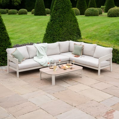 Millie Aluminium Large Corner Sofa Lounging Set in Pebble