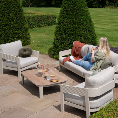 Millie Aluminium 3 Seater Sofa Lounging Set in Pebble