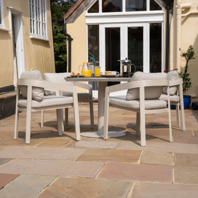 Millie 4 Seat Round Aluminium Dining Set in Pebble