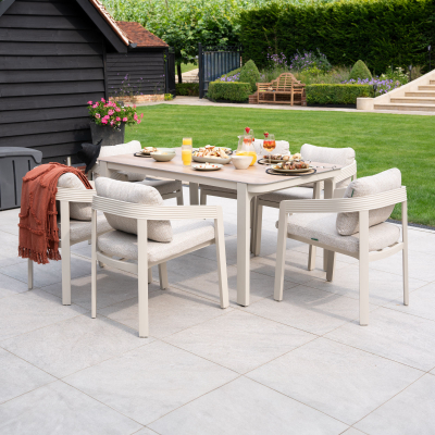 Millie 6 Seat Rectangular Aluminium Dining Set in Pebble