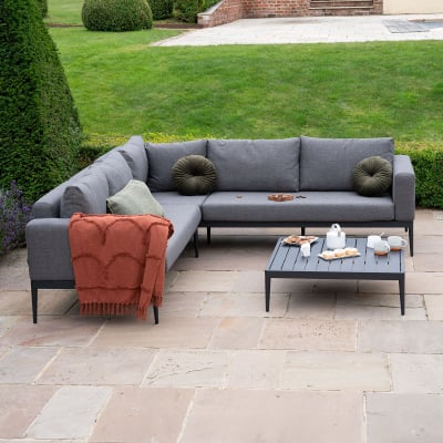 Zach Aluminium Square Corner Sofa Lounging Set in Smoked Grey