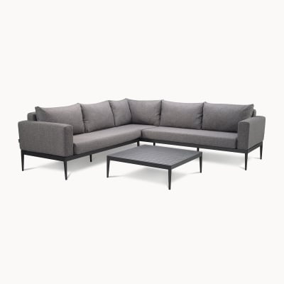 Zach Aluminium Square Corner Sofa Lounging Set in Smoked Grey