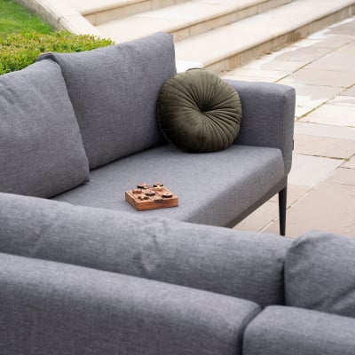 Zach Aluminium Square Corner Sofa Lounging Set in Smoked Grey