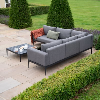 Zach Aluminium Square Corner Sofa Lounging Set in Smoked Grey