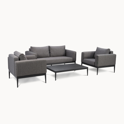 Zach Aluminium 2 Seater Corner Sofa Lounging Set in Smoked Grey