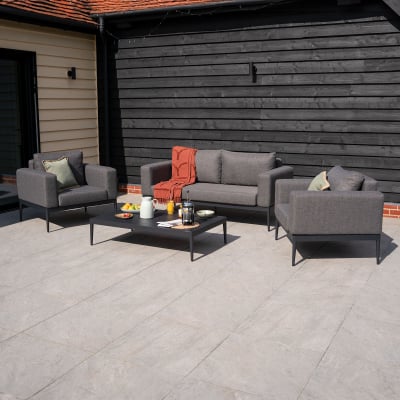 Zach Aluminium 2 Seater Corner Sofa Lounging Set in Smoked Grey