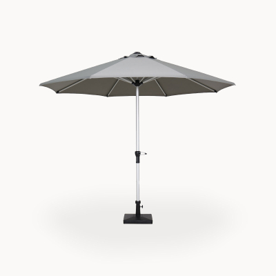 Enzo 3.0m Round Aluminium Traditional Parasol - Light Grey Canopy and Silver Frame