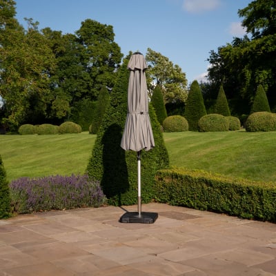 Enzo 3.0m Round Aluminium Traditional Parasol - Light Grey Canopy and Silver Frame