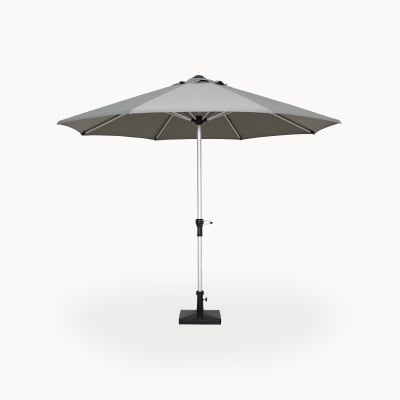 Enzo 3.0m Round Aluminium Traditional Parasol - Light Grey Canopy and Silver Frame