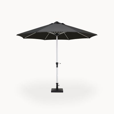 Enzo 3.0m Round Aluminium Traditional Parasol - Dark Grey Canopy and Silver Frame