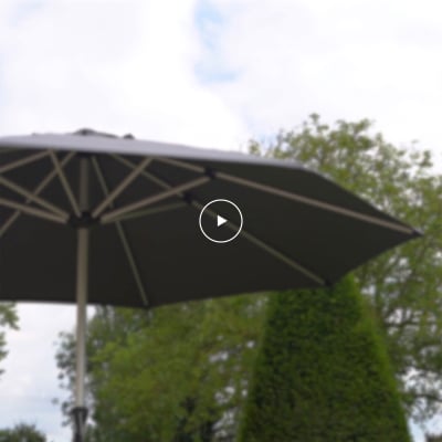 Enzo 3.5m Round Aluminium Traditional Parasol - Light Grey Canopy and Silver Frame