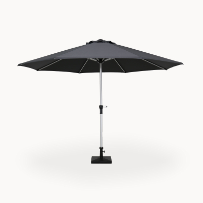 Enzo 3.5m Round Aluminium Traditional Parasol - Dark Grey Canopy and Silver Frame