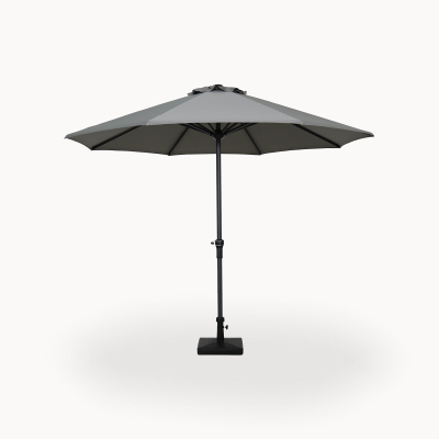 Max 3.0m Round Aluminium Traditional Parasol - Light Grey Canopy and Grey Frame