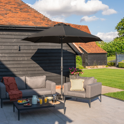 Max 3.0m Round Aluminium Traditional Parasol - Dark Grey Canopy and Grey Frame