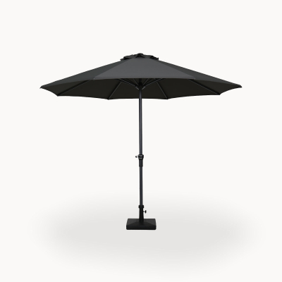 Max 3.0m Round Aluminium Traditional Parasol - Dark Grey Canopy and Grey Frame