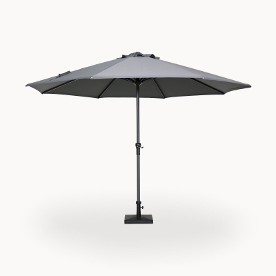 Max 3.5m Round Aluminium Traditional Parasol - Light Grey Canopy and Grey Frame