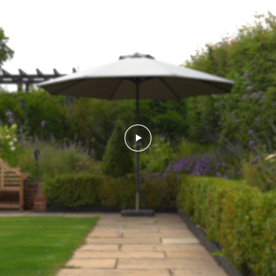 Max 3.5m Round Aluminium Traditional Parasol - Light Grey Canopy and Grey Frame