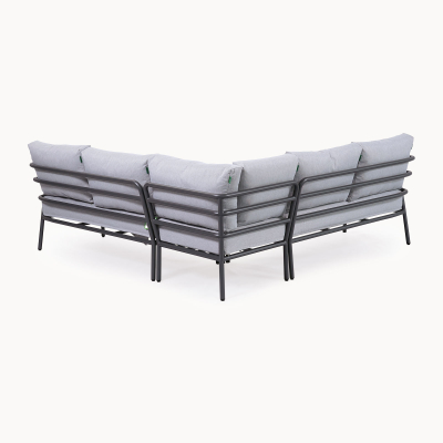 Piper Aluminium Wood Corner Sofa Lounging Set in Graphite Grey