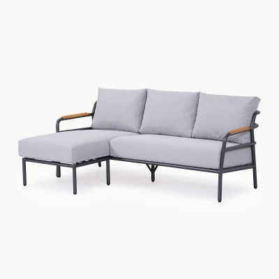 Piper Aluminium 3 Seater Right Handed Chaise Sofa Lounging Set in Graphite Grey