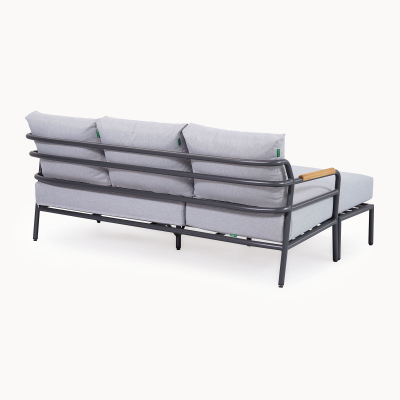 Piper Aluminium 3 Seater Right Handed Chaise Sofa Lounging Set in Graphite Grey